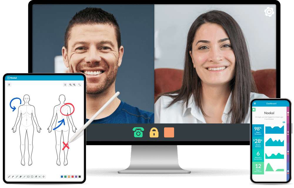 Physical Therapist Telehealth Session Integrated with Patient Chart via Nookal